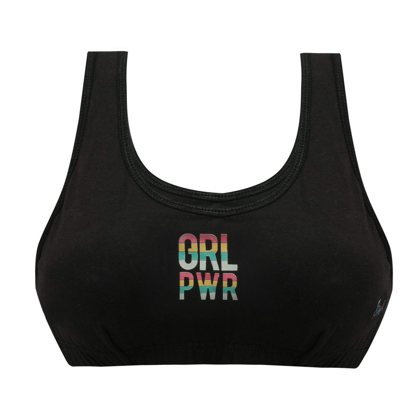Tiny Bugs Black Printed Non - Wired Non Padded Beginner Sports Bra