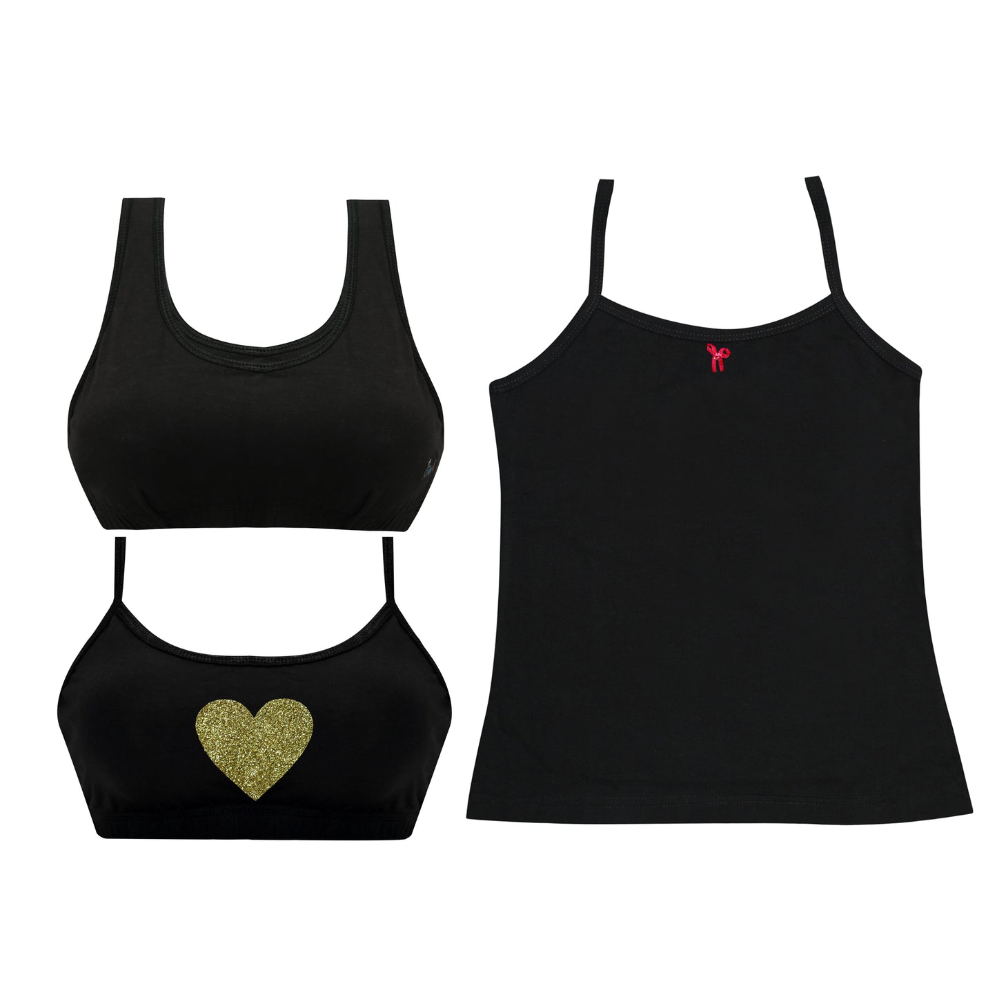 Tiny Bugs Assorted Bra and Black Camisole
