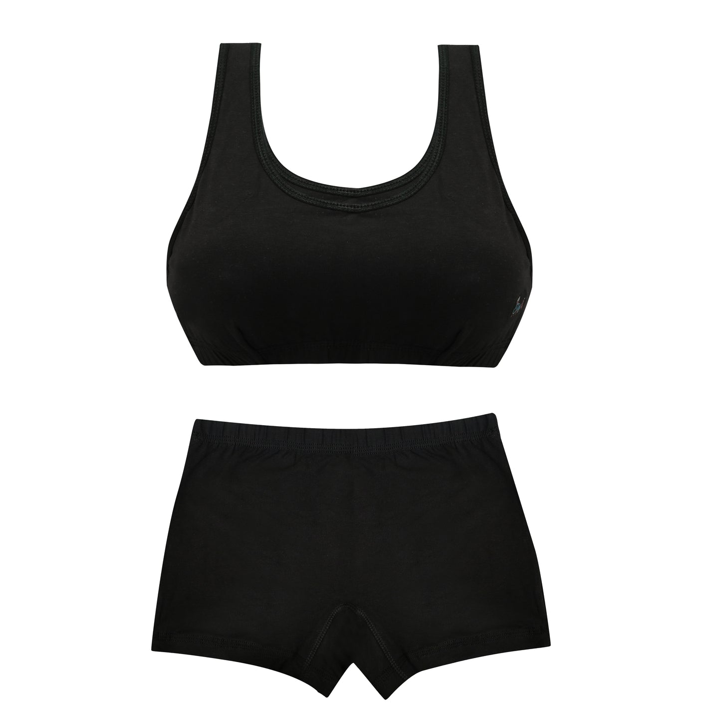 Tiny Bugs Black Solid Bra and Shorty