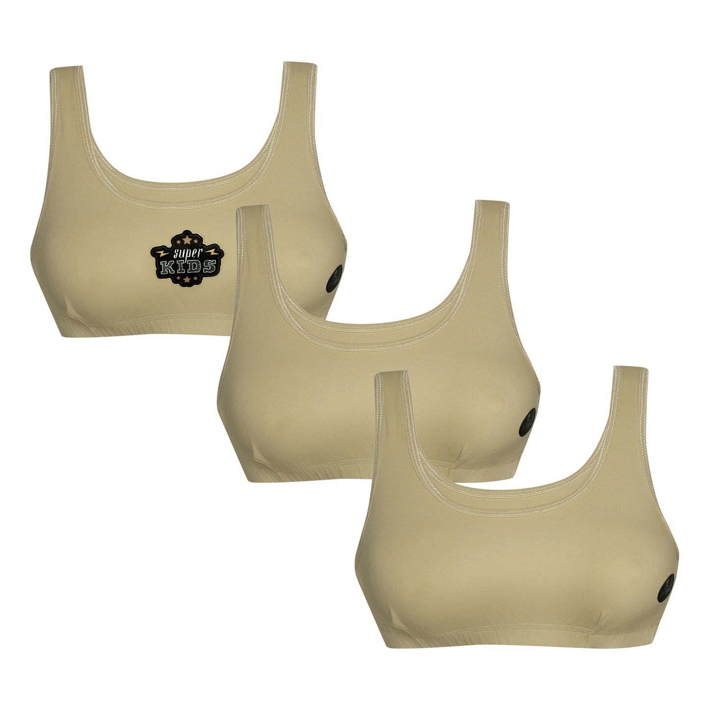 Tiny Bugs Beige Printed Non - Wired Non Padded Beginner Sprots Bra