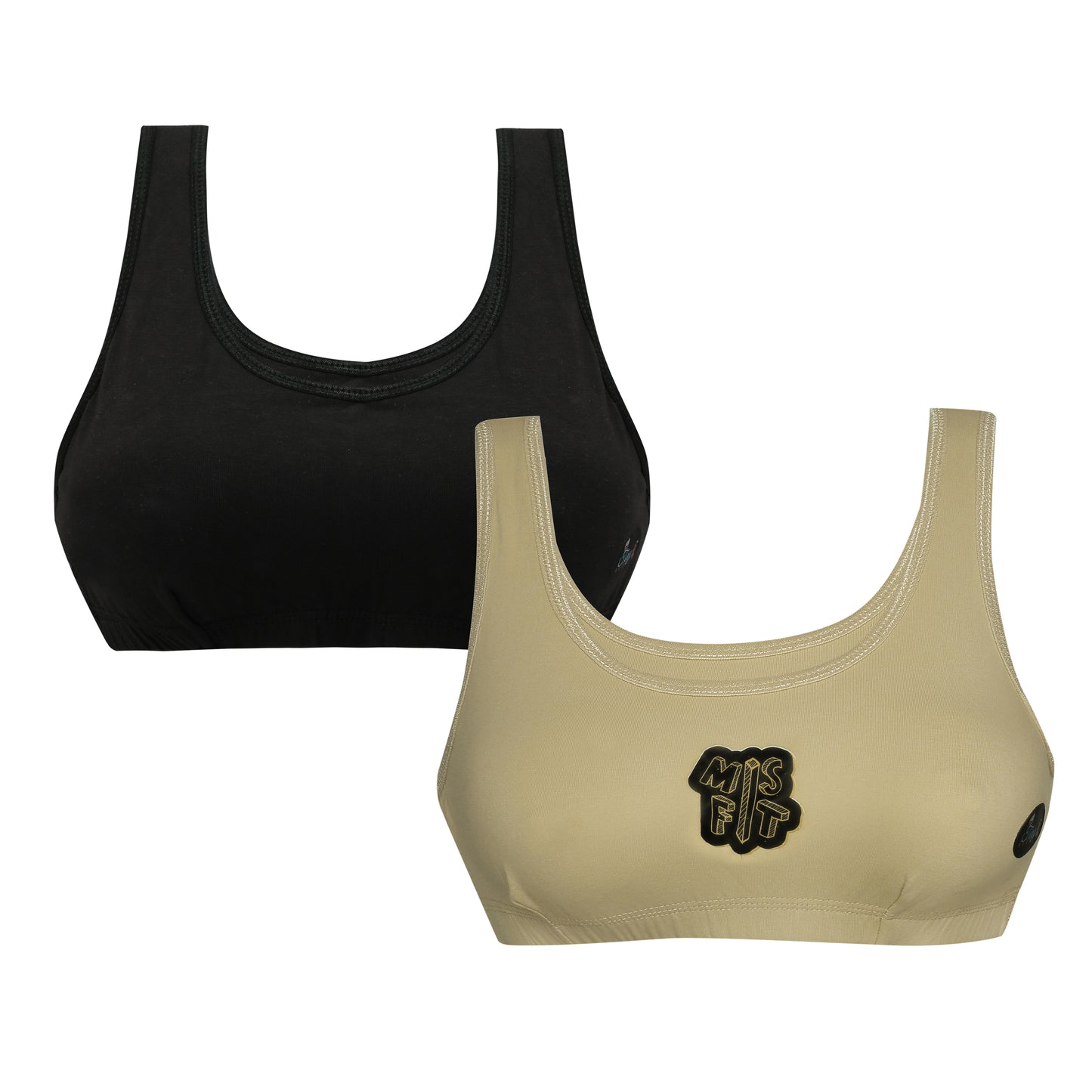Tiny Bugs Beige Printed Non - Wired Non Padded Beginner Sports Bra