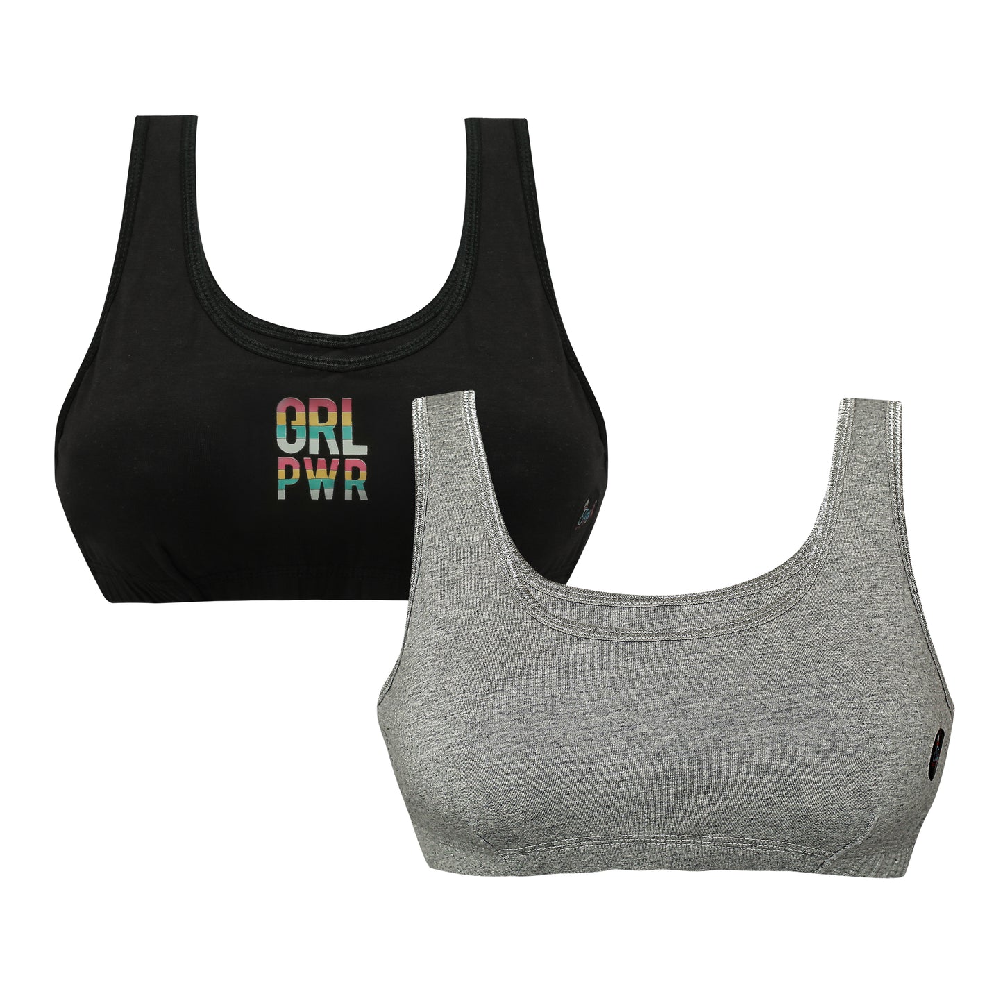 Tiny Bugs Black Printed Non - Wired Non Padded Beginner Sports Bra
