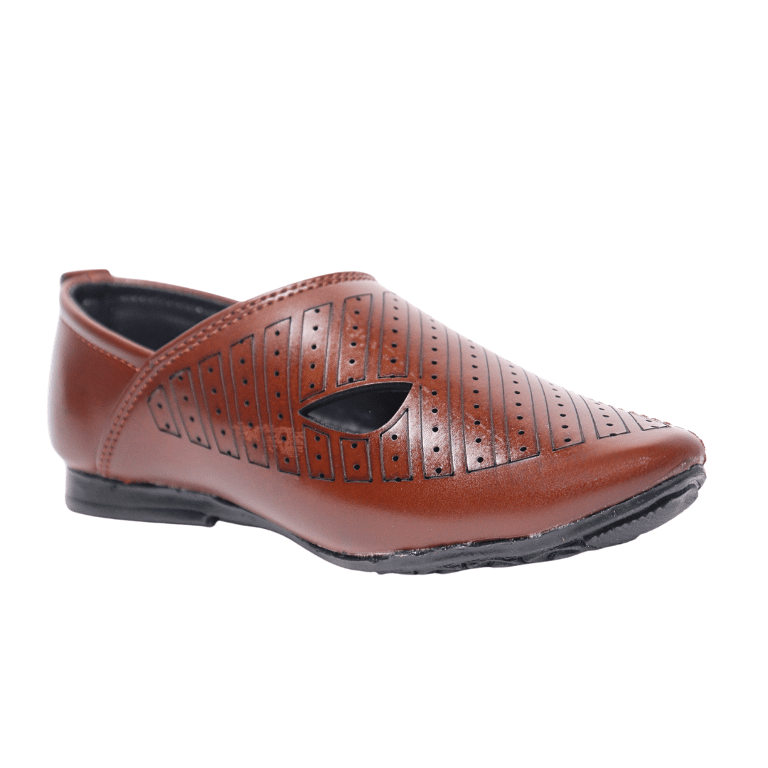 Tiny Bugs Boys Ethnic Wear Mojaris - Brown