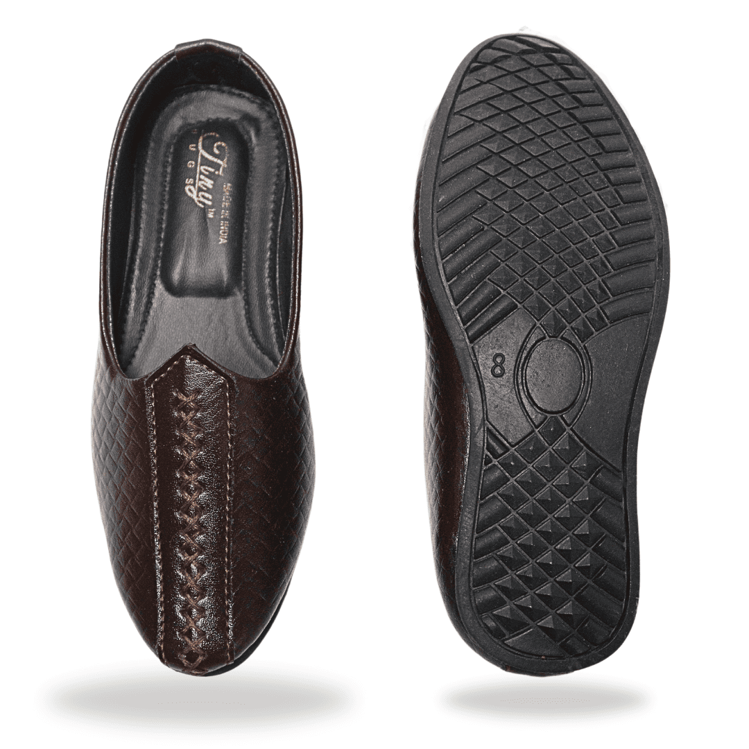 Tiny Bugs Boys Ethnic Wear Mojaris - Brown