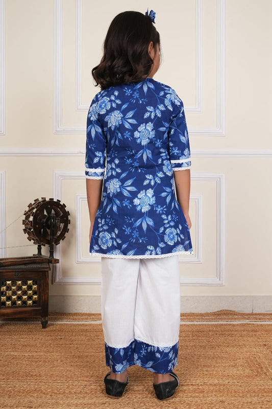Tiny Bugs Girls Ethnic Kurta Sarara Set - Blue
