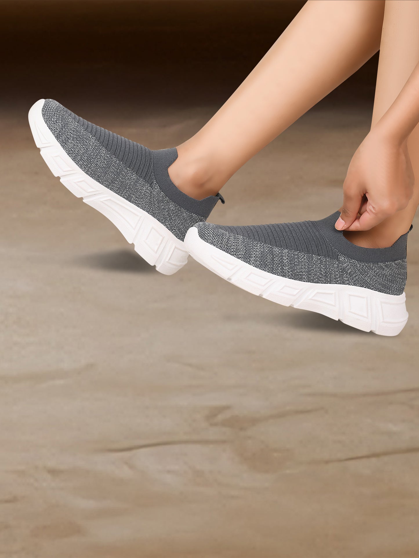 Tiny Bugs Women Woven Design Slip Ons Sneakers - Grey