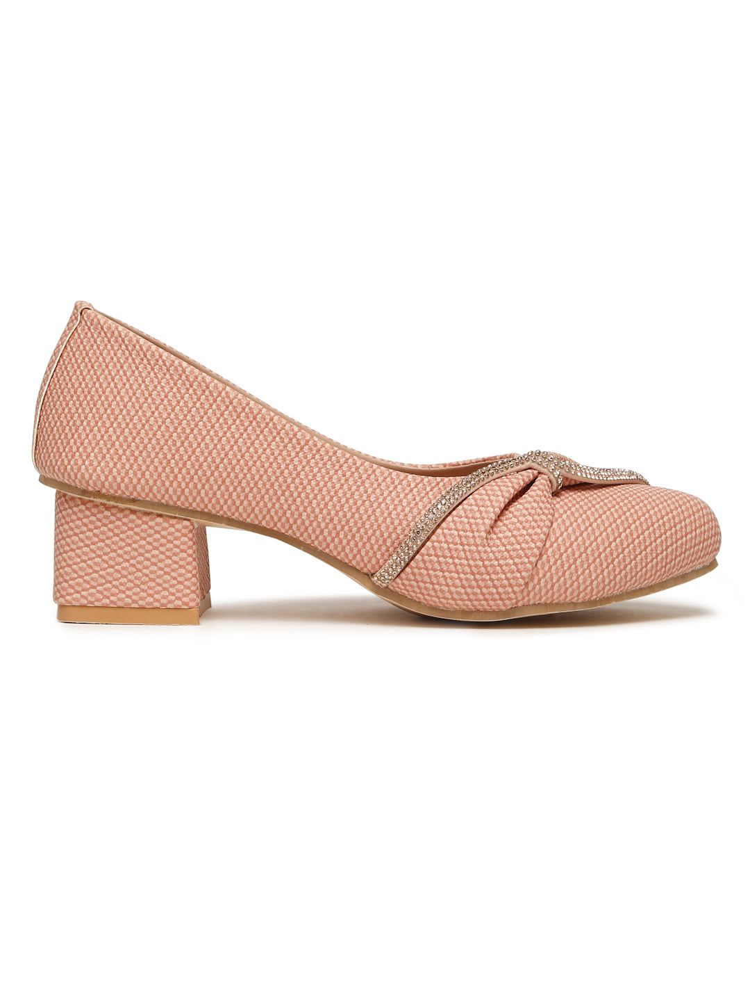 Tiny Bugs Girls Party Wear Embellished Ballerinas - Peach