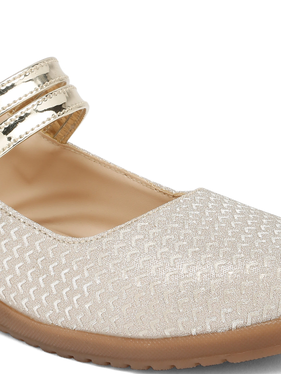 Tiny Bugs Girls Party Wear Embellished Ballerinas - Gold