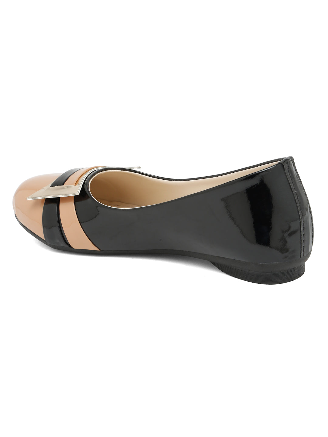 Tiny Bugs Girls Buckle Detailed Ballerinas - Beige & Black