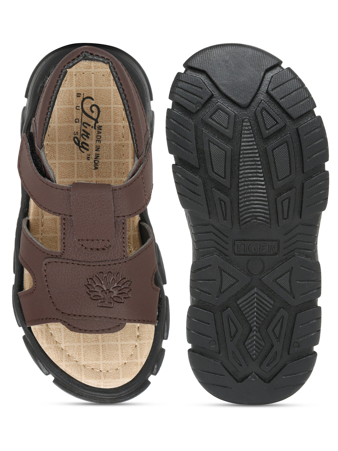 Tiny Bugs Boys Casual Velcro Sandals - Brown