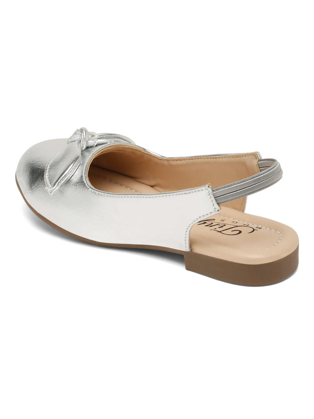 Tint Bugs Girls Back Open Embellished Ballerinas - Sliver