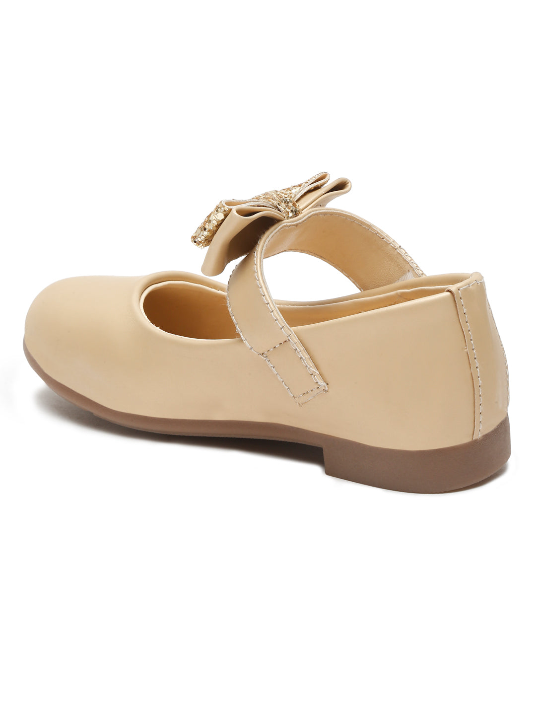 Tiny Bugs Girls Bow Applique Ballerinas - Gold