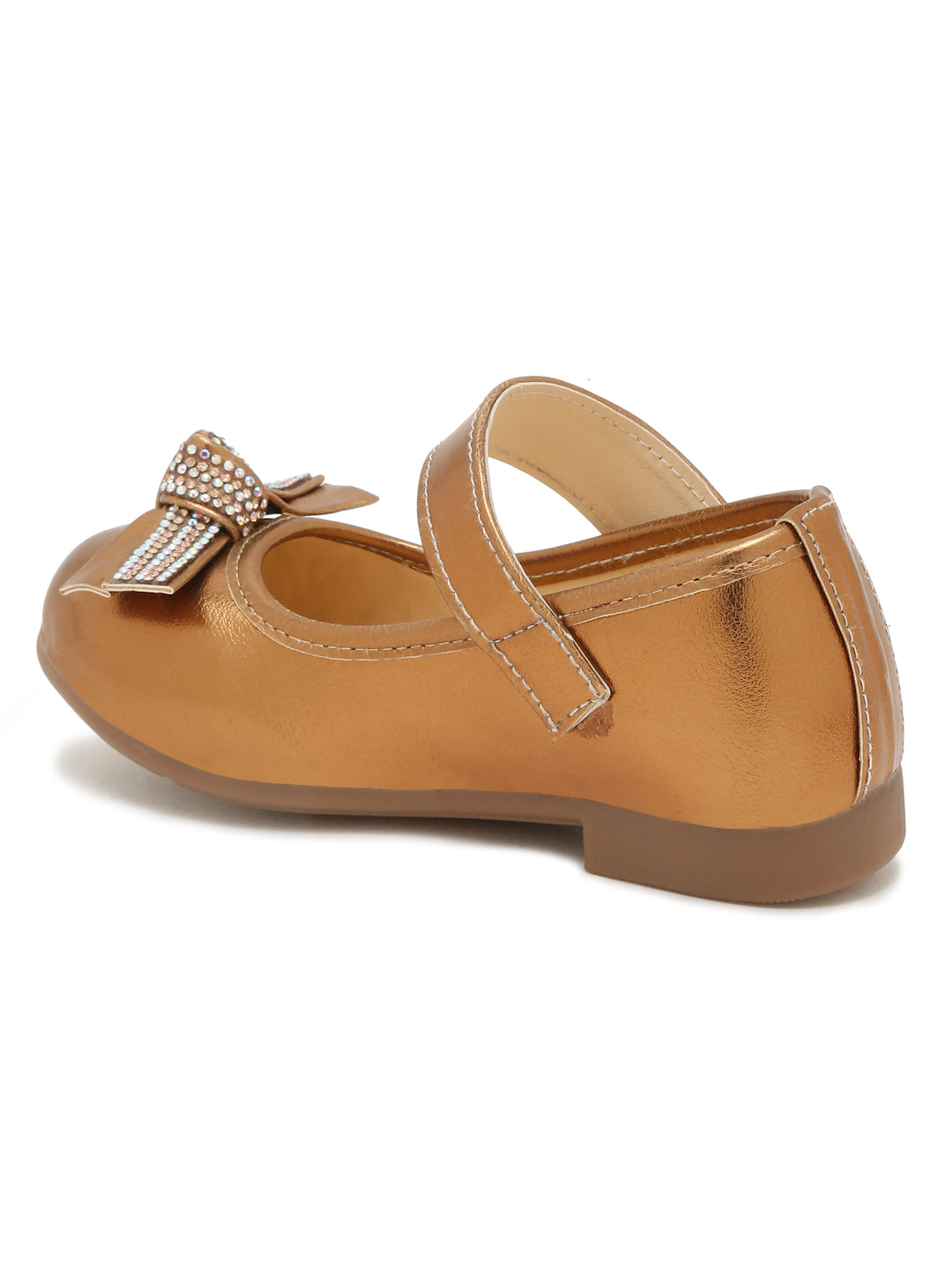 Tiny Bugs Girls Tie Embellished Ballerinas - Gold