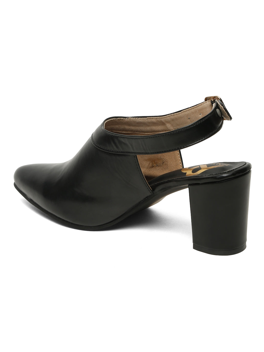Tiny Bugs Women Closed Block Heels Sandals - Black