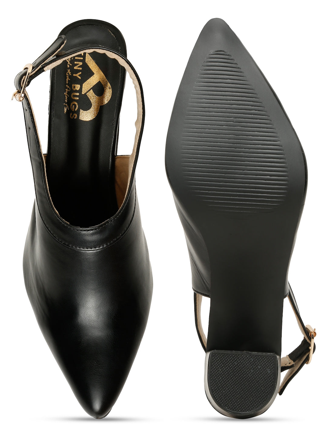 Tiny Bugs Women Closed Block Heels Sandals - Black