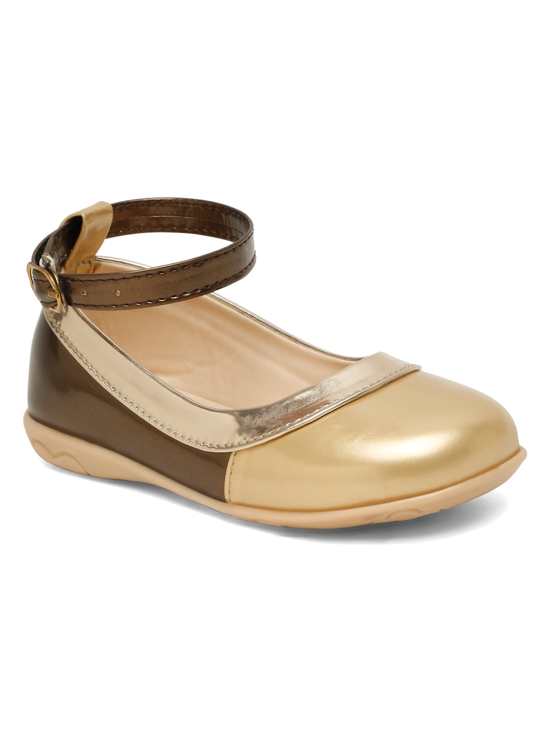Tiny Bugs Girls Party Wear Ballerians- Gold