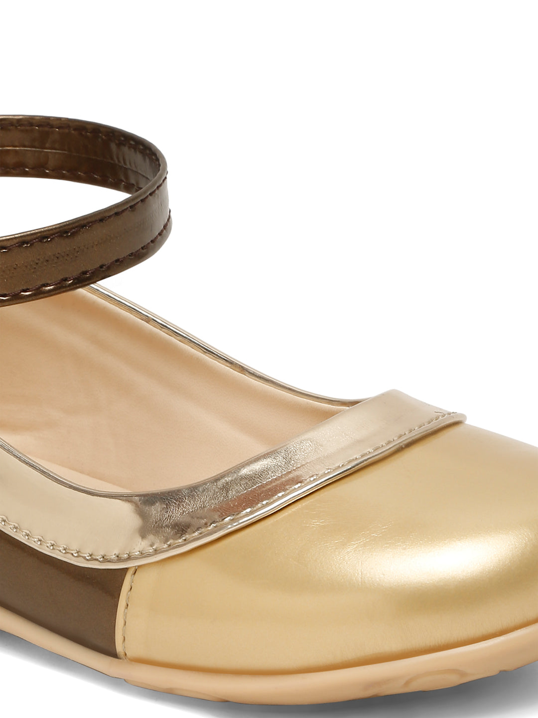 Tiny Bugs Girls Party Wear Ballerians- Gold