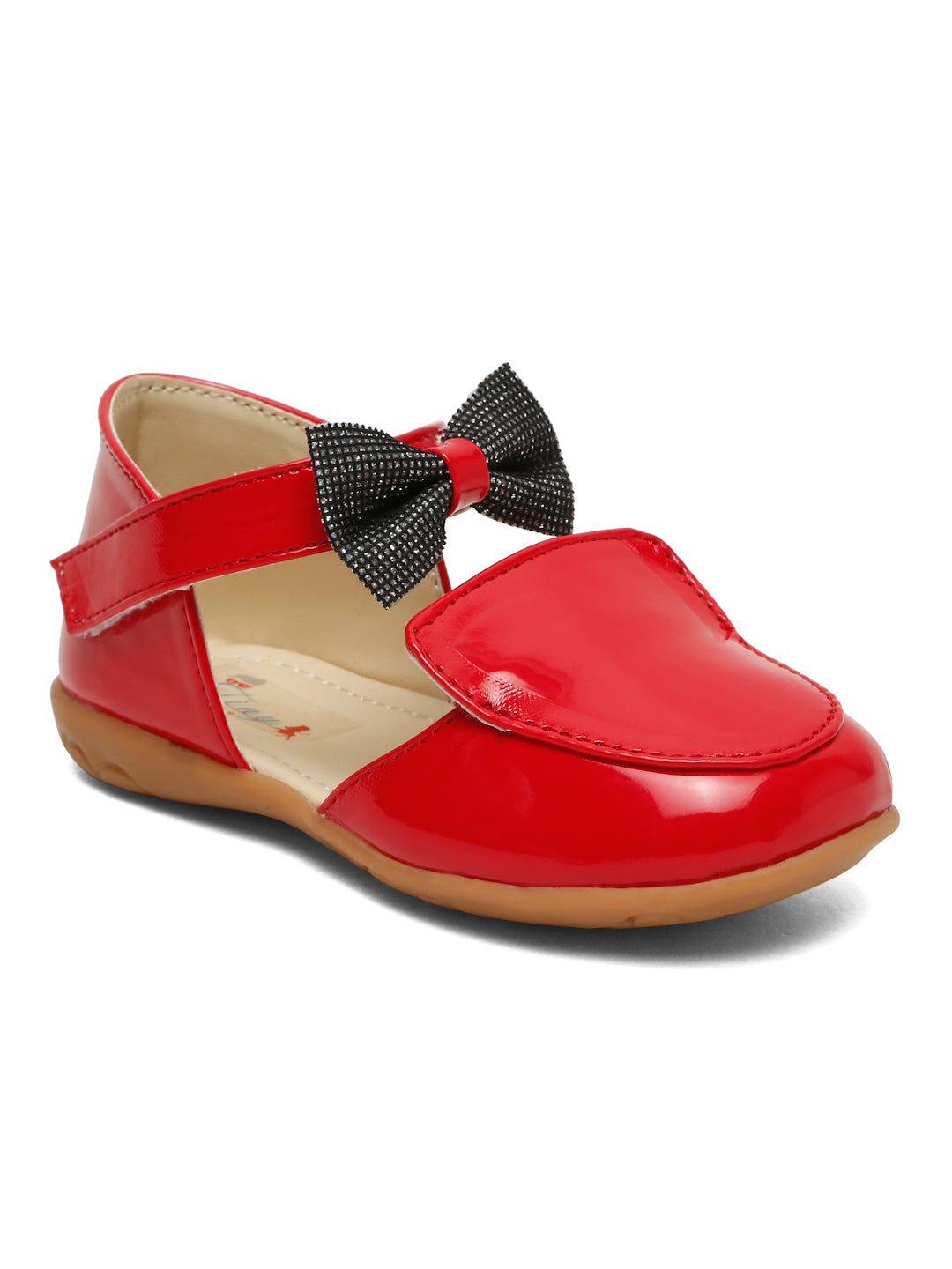 Tiny Bugs Girls Bow Applique Ballerinas - Red