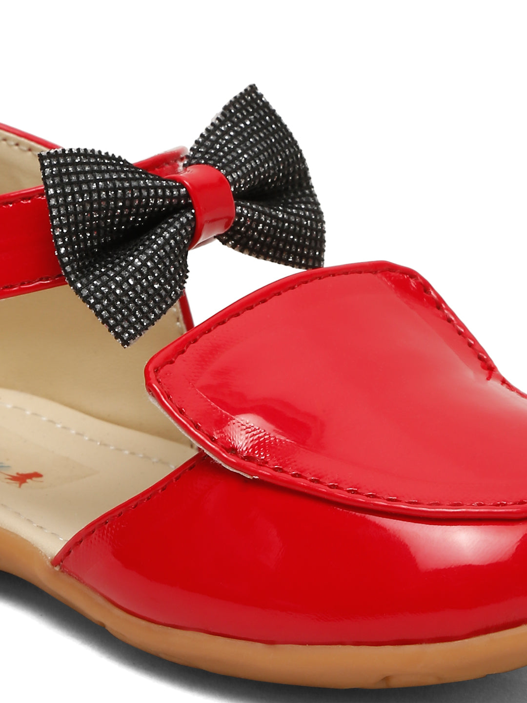 Tiny Bugs Girls Bow Applique Ballerinas - Red