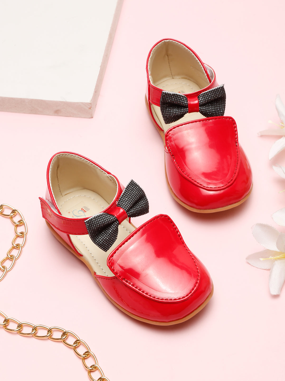 Tiny Bugs Girls Bow Applique Ballerinas - Red