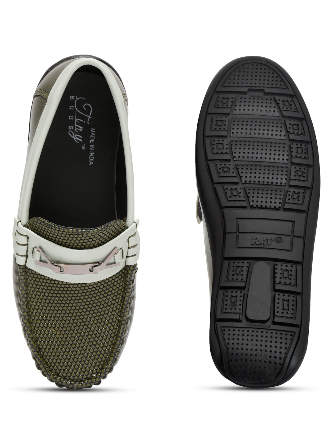 Tiny Bugs Boys Buckle Slip Ons Loafers - Green