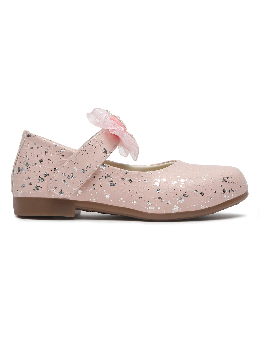 Tiny Bugs Girls Bow Embellished Ballerinas - Pink