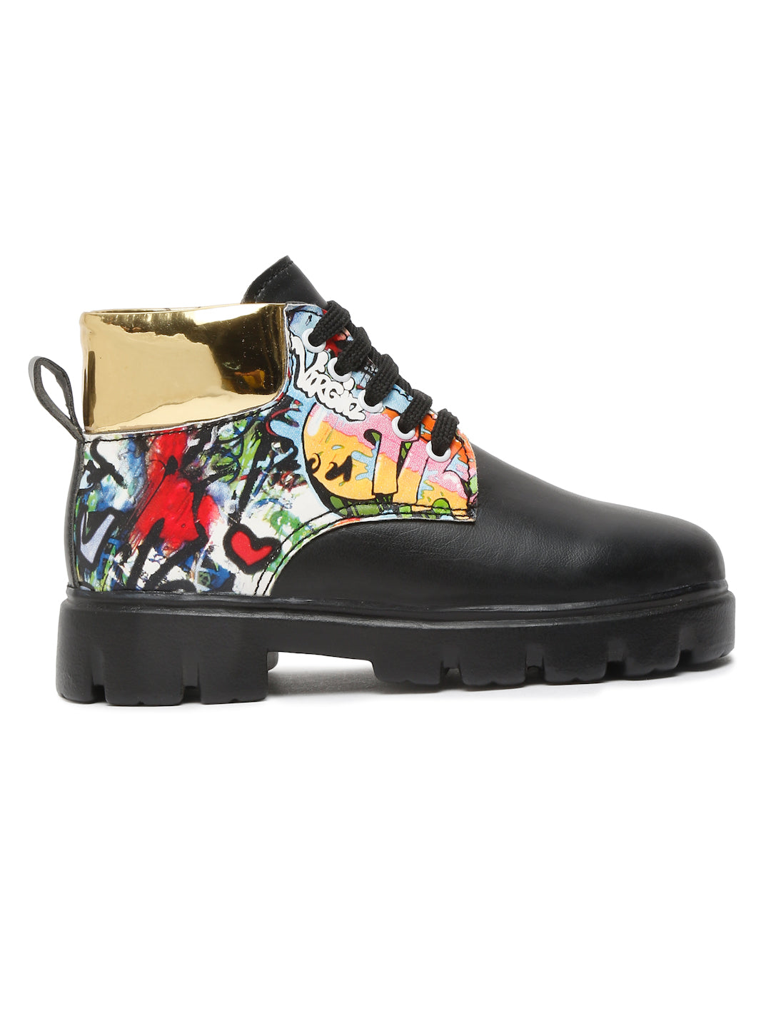 Tiny Bugs Girls Party Wear Multi Boots - Black