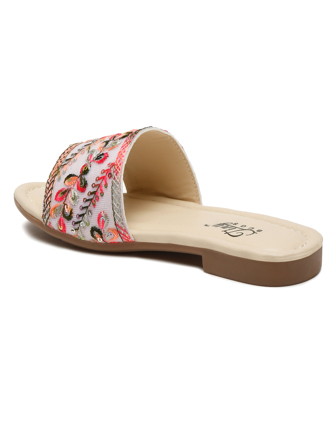 Tiny Bugs Girls Ethnic Open Toe Flats - Pink