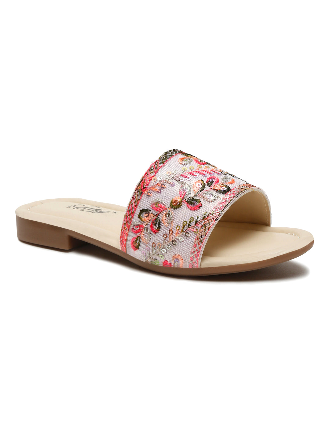 Tiny Bugs Girls Ethnic Open Toe Flats - Pink