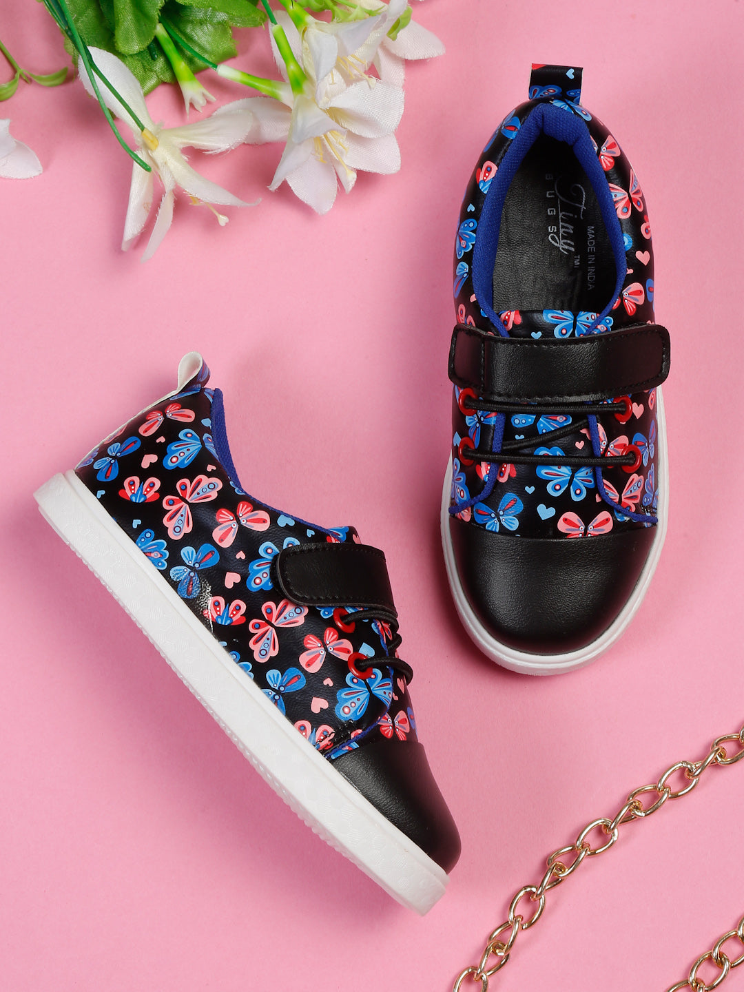 Tiny Bugs Girls Floral Printed Sneakers