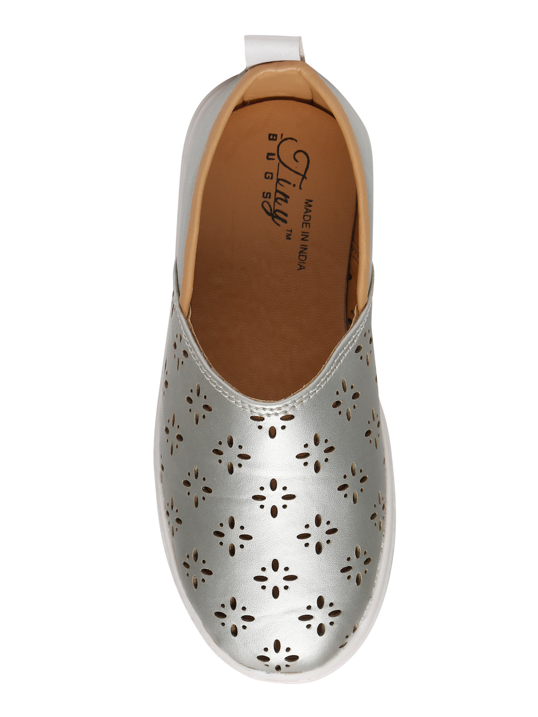 Tiny Bugs Slip Girls Slip Ons Sneakers- Silver