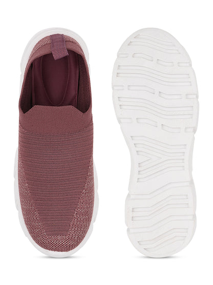 Tiny Bugs Women Woven Design Slip Ons Sneakers - Purple