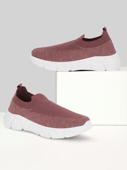 Tiny Bugs Women Woven Design Slip Ons Sneakers - Purple