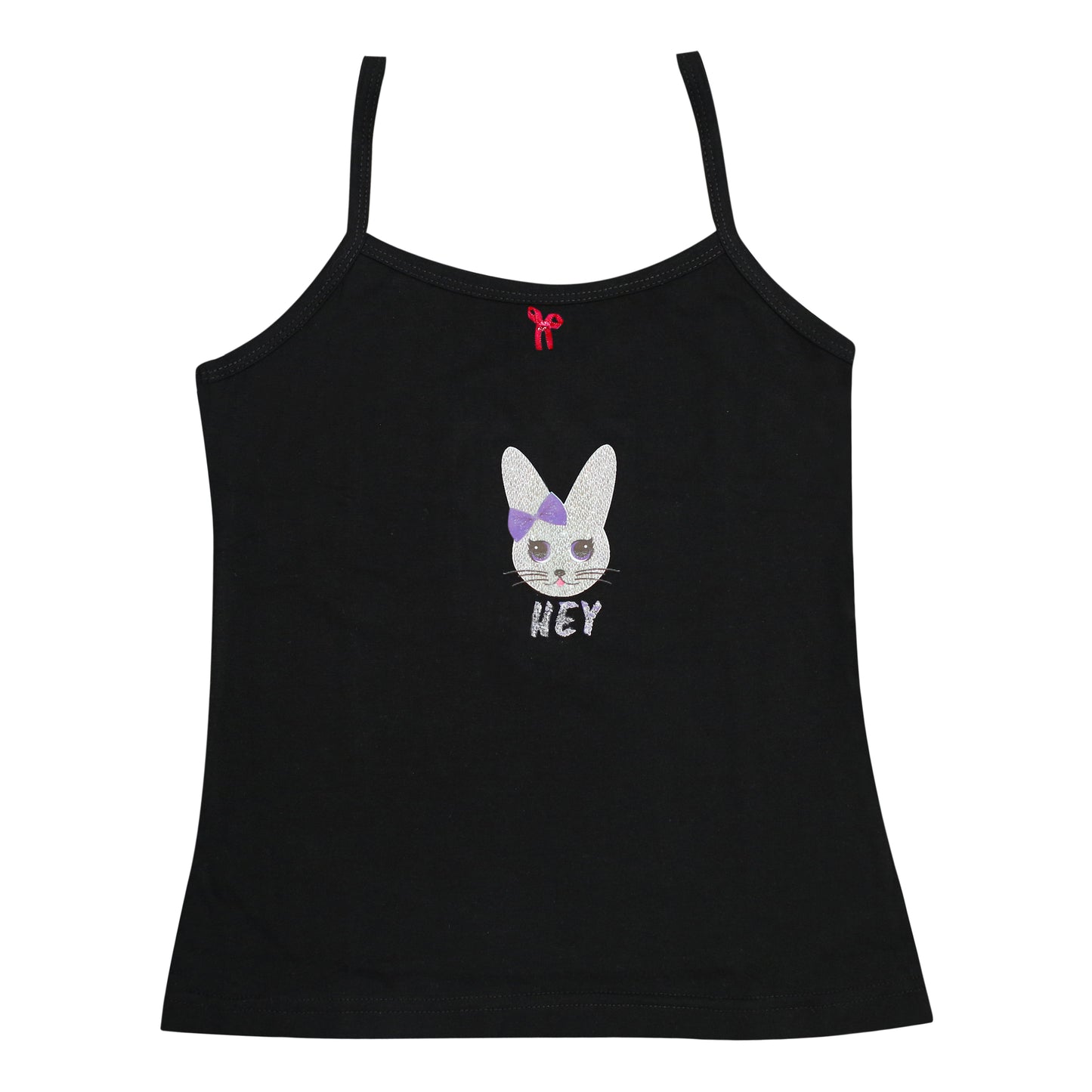 Tiny Bugs Black Solid Cotton Camisole
