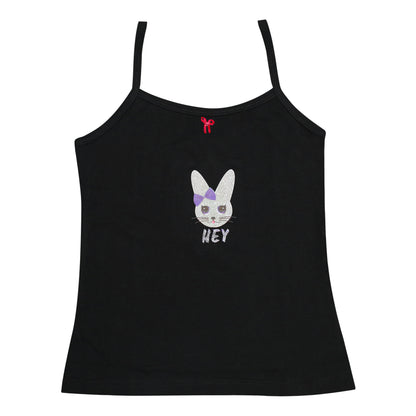 Tiny Bugs Black Solid Cotton Camisole