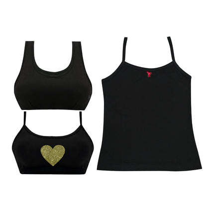 Tiny Bugs Assorted Bra and Black Camisole