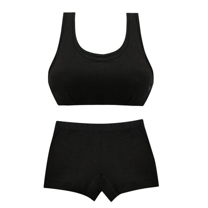 Tiny Bugs Black  Solid Bra and Shorty