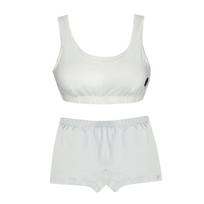 Tiny Bugs White  Solid Bra and Shorty