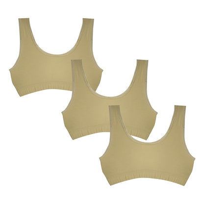 Tiny Bugs Beige Printed Non - Wired Non Padded  Beginner  Sprots Bra