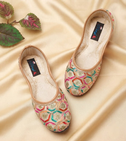 Tiny Bugs Girls Ethnic Embroidery Jutis -Multi