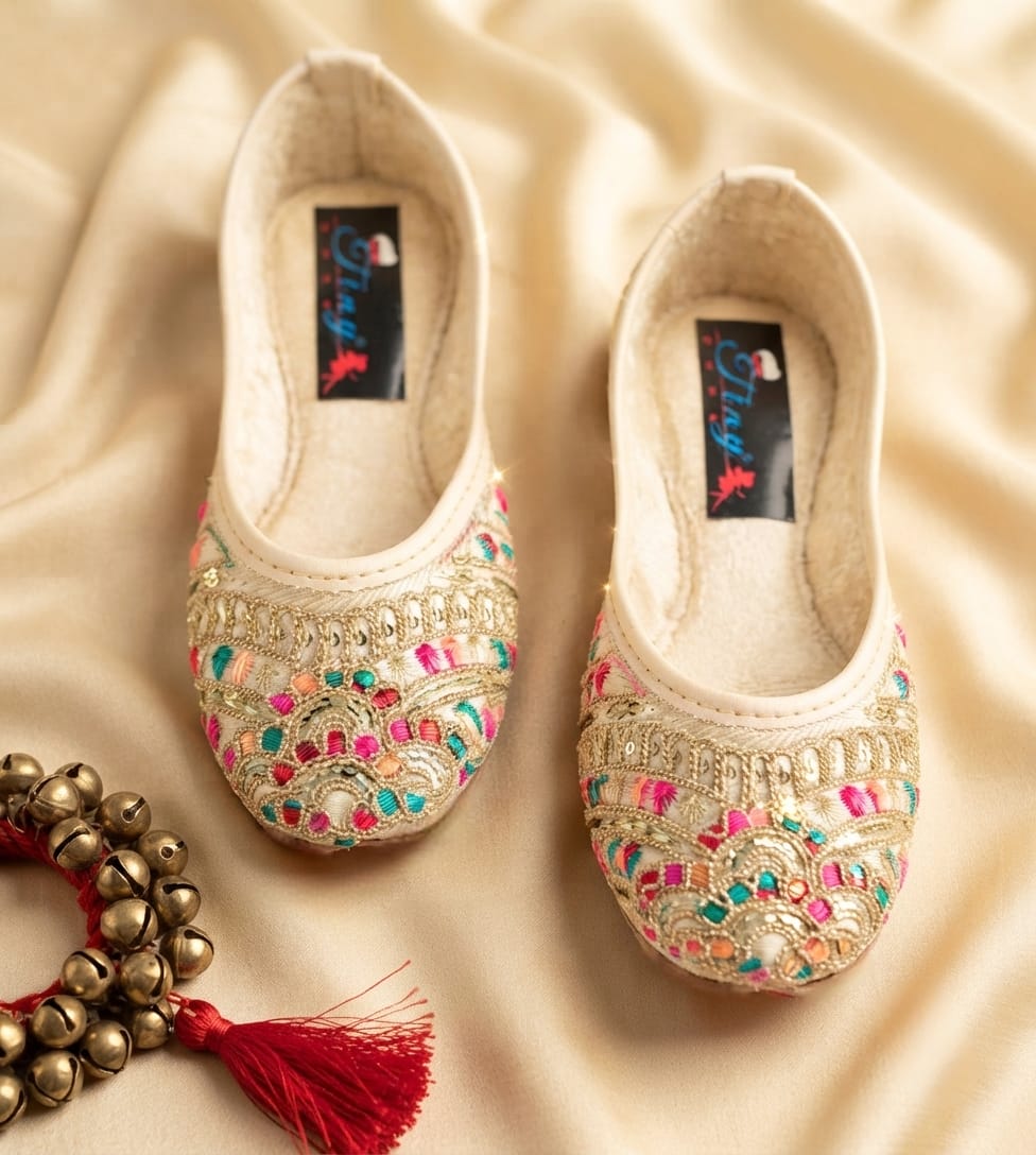 Tiny Bugs Girls Ethnic Embroidery Jutis -Multi