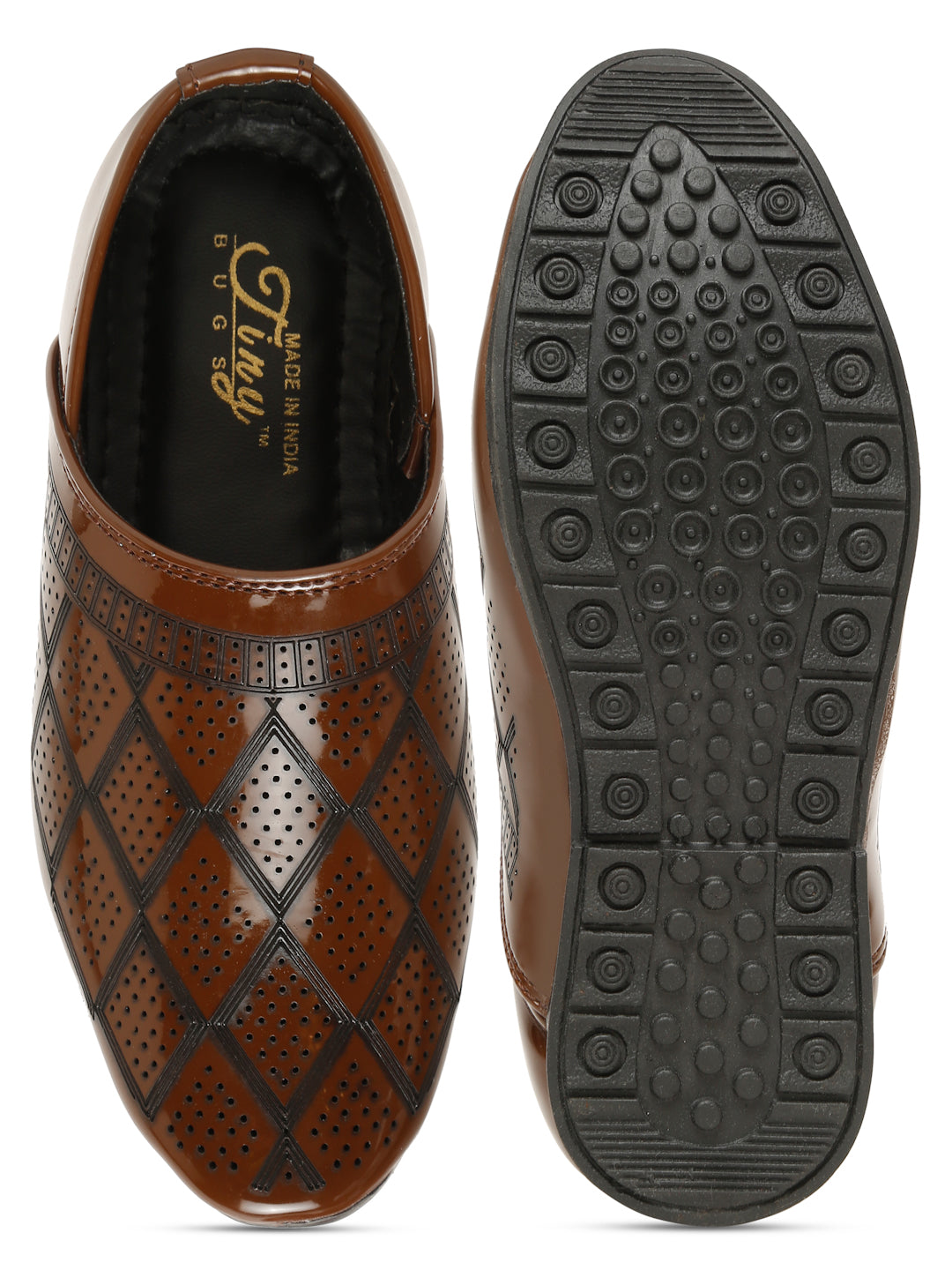 Tiny Bugs Boys Ethnic Wear Mojaris - Tan