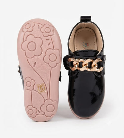 Tiny Bugs Girls Chain Embellished Ballerinas - Black