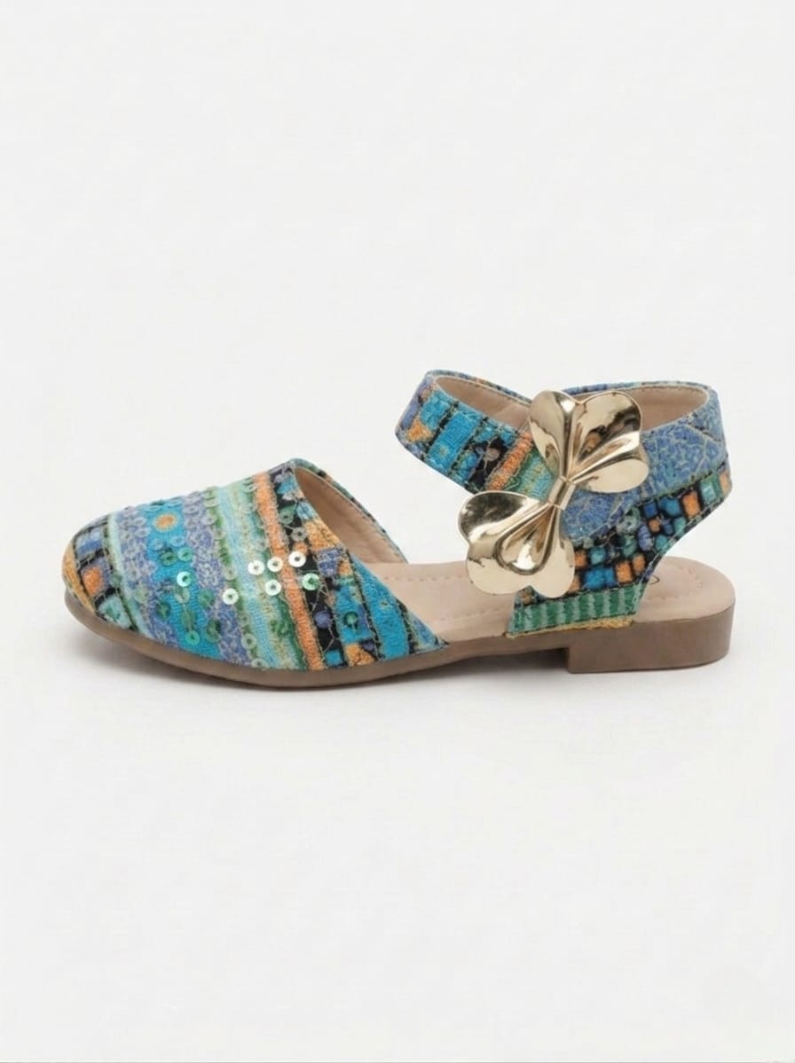 Tiny Bugs Girls Sequncse Back Open Ballerinas - Multi