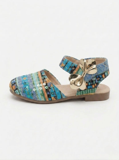 Tiny Bugs Girls Sequncse Back Open Ballerinas - Multi