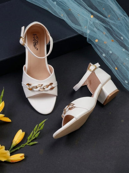 Tiny Bugs Bow Applique Open Toe Party Wear Sandals - White