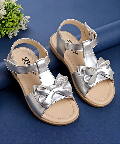 Tiny Bugs Girls Bow Embellished Sandals - Silver