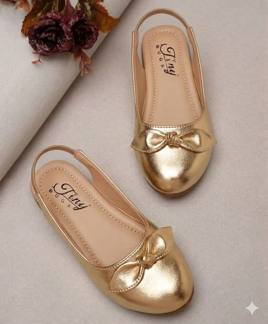 Tiny Bugs Girls Back Open Embellished Ballerinas - Silver