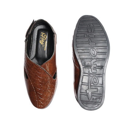 Tiny Bugs Boys Ethnic Wear Mojaris - Tan