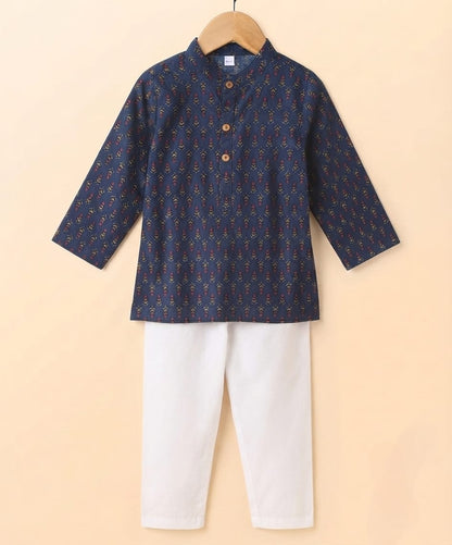 Tiny Bugs Boys Printed Kurta Pajama- Blue